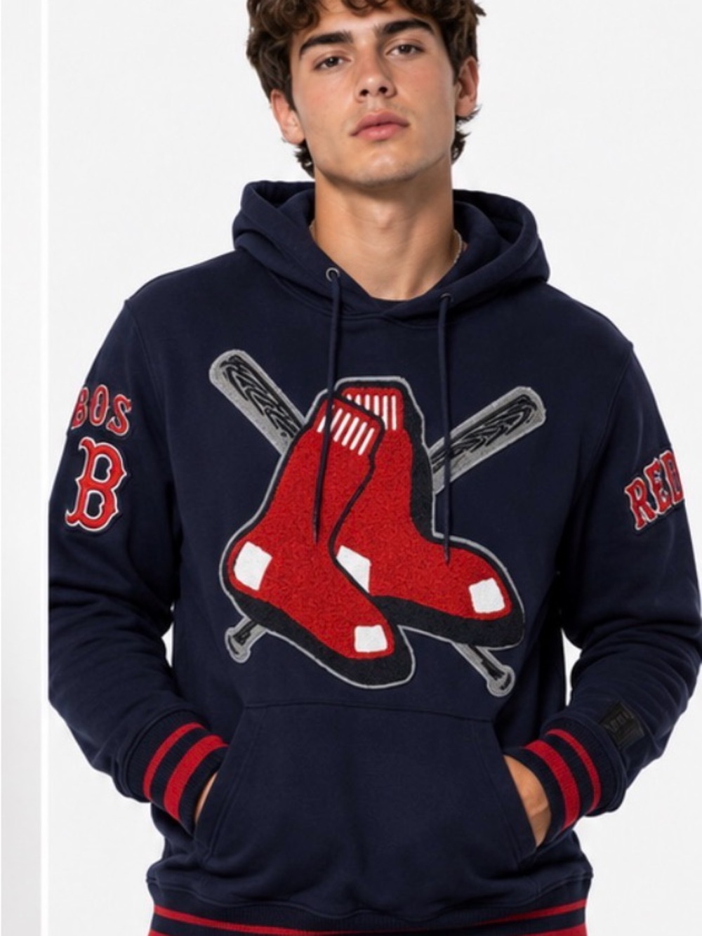 Pro Standard Men's Navy Pullover Hoodie with Red Socks Logo